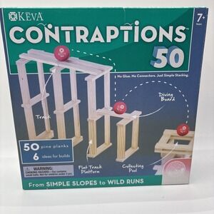 STEM Building Blocks Contraptions 50 piece Wood Plank Set Mindware Keva Pre- Own